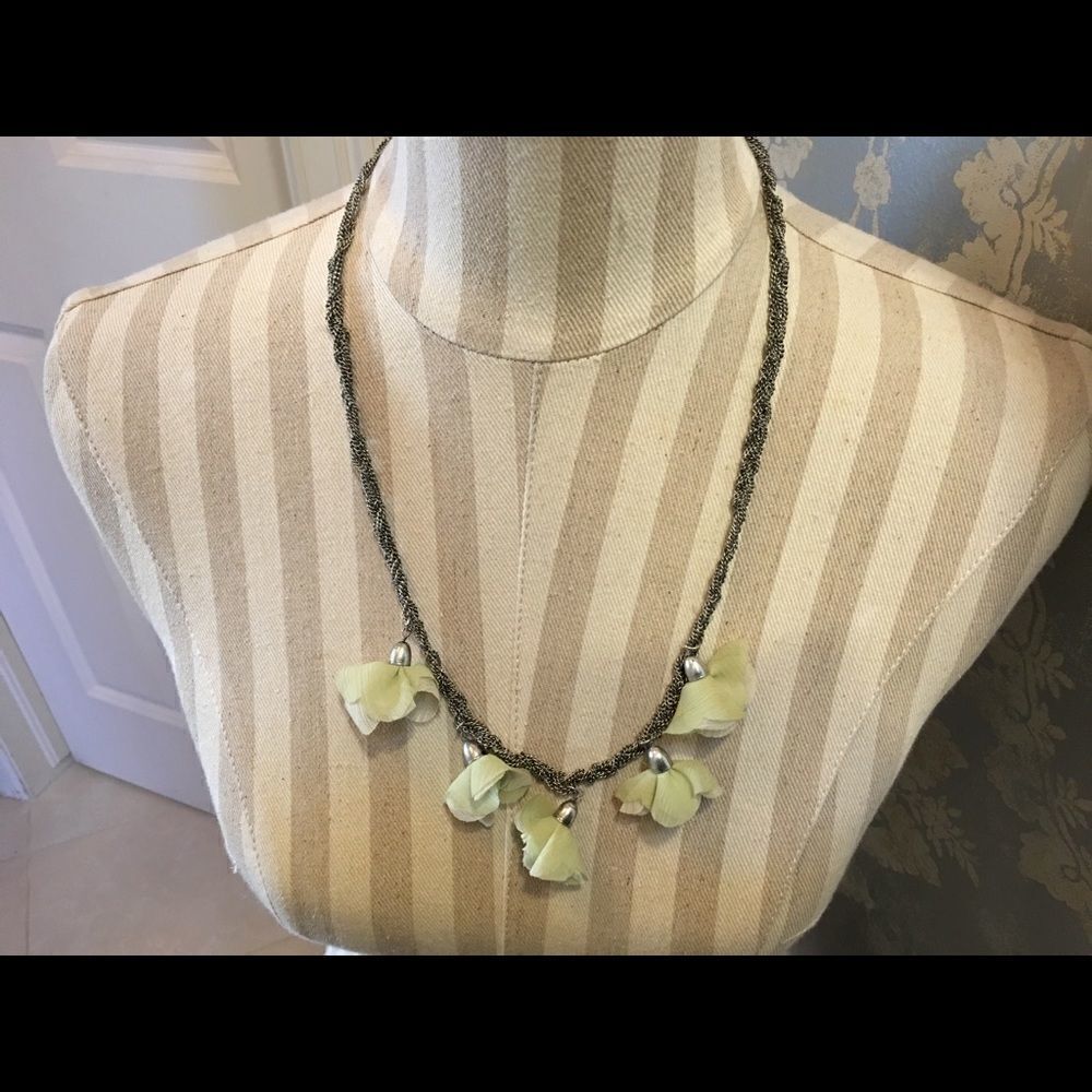 Brand New Silver & Mist Green Fleur Necklace
